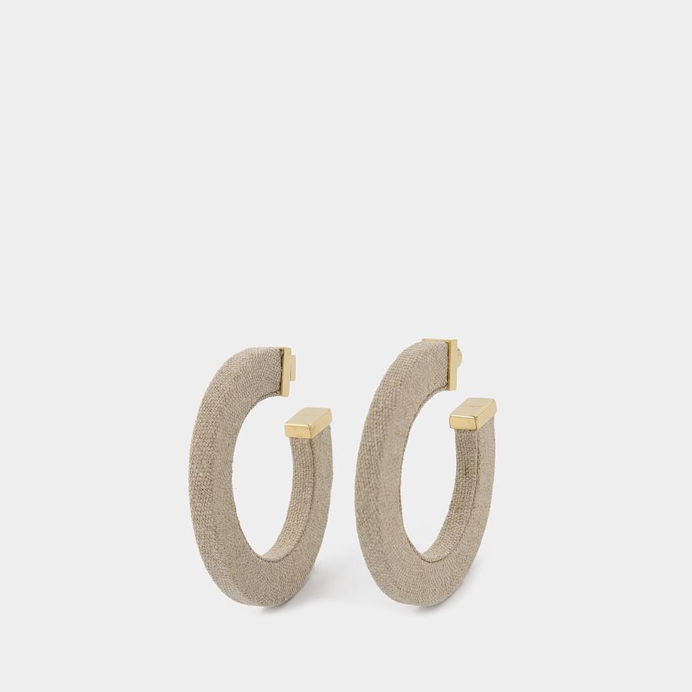 欧洲直邮JACQUEMUSLa Cr茅ole Linu Earrings in Beige Linen - 图2