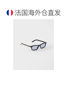 自营欧洲直邮PRADA普拉达 女士蓝色醋酸纤维标志性金属牌太阳镜