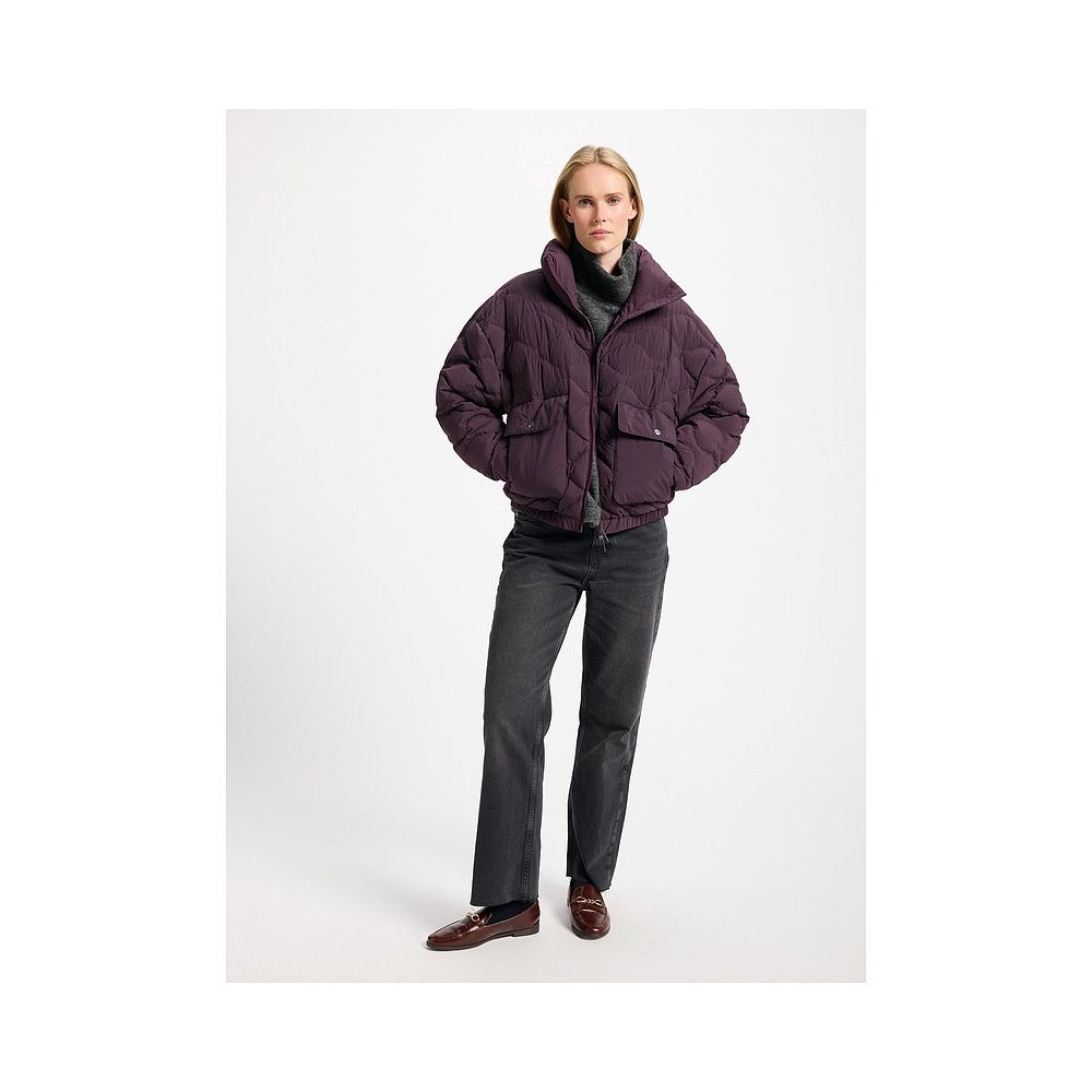 自营欧洲直邮Pyrenex Enola 短款飞行员夹克 酒红色 - 图0