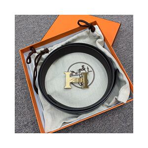 香港直邮Hermes黑朱古力双色新花特別金扣皮带皮带/腰带爱马仕