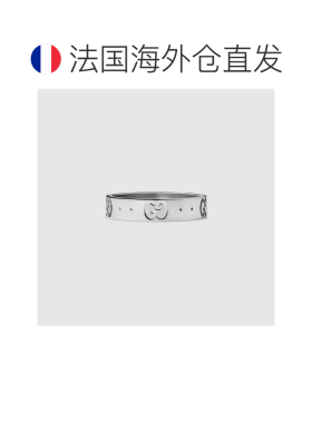 自营欧洲直邮Gucci古驰Thin Icon 18系列女士白金克拉戒指配饰