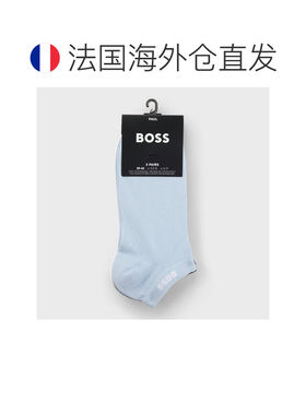 自营欧洲直邮HUGO BOSS雨果 男士白色/蓝色棉混纺徽标短袜五双装