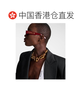 香港直邮Gucci 古驰 女士 徽标矩形太阳眼镜 red红色 舒适时尚
