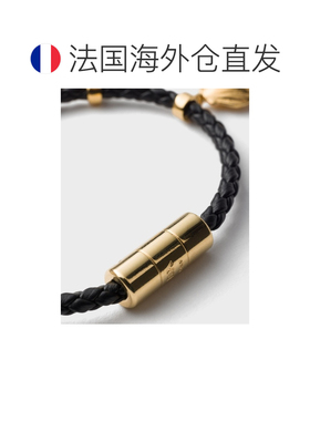 自营欧洲直邮PRADA普拉达 女士黑色皮革编织魅力手链