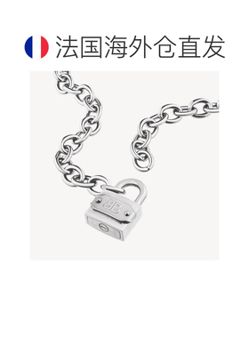 自营欧洲直邮Balenciaga巴黎世家 Bb Padlock女士银色黄铜项链
