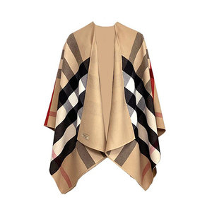 Burberry博柏利 博柏利 高街风无袖宽松格纹双面穿夹披肩披风