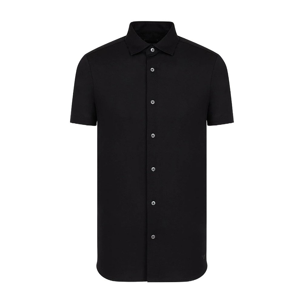 香港直邮Emporio Armani 黑色徽标短袖衬衫 8N1CG01JUVZ阿玛尼 - 图2