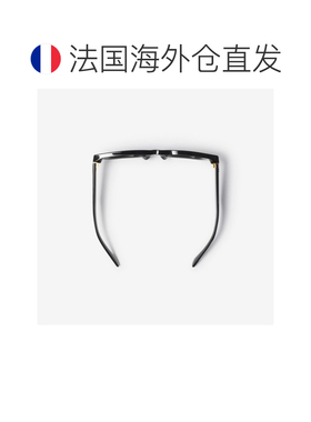 自营欧洲直邮Burberry博柏利 女士黑色醋酸纤维格纹嵌饰方框太阳