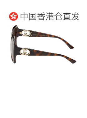1h可退 香港直邮Gucci 古驰 女士 棕色 Square Frame 太阳镜 GG16