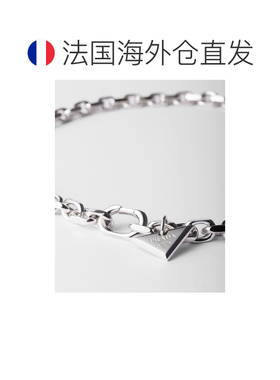 自营欧洲直邮Prada普拉达 男士银色925银三角标识项链手链