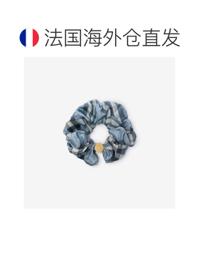 欧洲直邮自营Burberry博柏利 女士河堤蓝桑蚕丝格纹发圈发饰