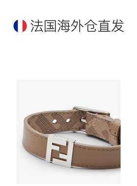 1h可退 欧洲直邮FENDI (2025新品) FF手链-米色FF帆布和米色皮革