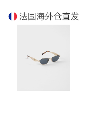 自营欧洲直邮PRADA普拉达 女士石墨色镜片Prada徽标金属太阳镜