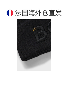 欧洲直邮自营Hugo Boss 儿童黑色腈纶logo标识针织帽