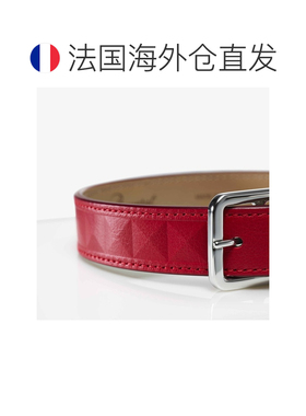 欧洲直邮自营Baccarat巴卡拉 Louxor红色皮革八角牌中号宠物项圈