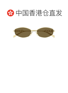 1h可退 香港直邮Gucci 古驰 女士 金色 Oval Frame 太阳镜 GG1802