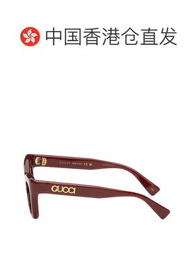 1h可退 香港直邮Gucci 古驰 女士 酒红色 Rectangular 太阳镜 GG1