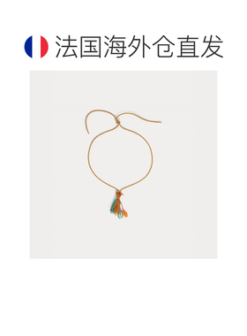 自营欧洲直邮Bonpoint小樱桃 绿色皮革贝壳编织儿童项链