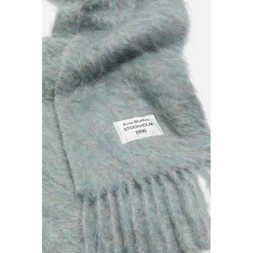 自营欧洲直邮Acne Studios FW25浅蓝色混色马海毛logo标识围巾男-图2