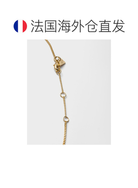 自营欧洲直邮Prada普拉达 女士金色/黑色金属三角徽标项链吊坠