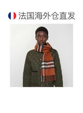 自营欧洲直邮Burberry博柏利 女士砖墙色羊绒格纹流苏围巾