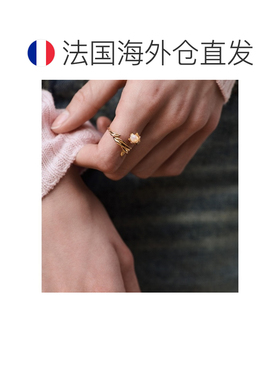 自营1h可退 欧洲直邮Dior迪奥  Lily女士金色金属淡水珍珠戒指