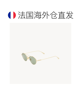 自营欧洲直邮YSL圣罗兰 SL 97女士浅金色/绿色金属圆形太阳镜