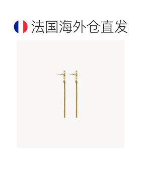 自营欧洲直邮YSL圣罗兰 CASSANDRE系列女士金色黄铜logo标识耳环