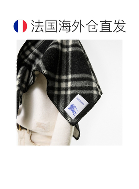 自营欧洲直邮Burberry博柏利 女士黑色羊毛格纹围巾斗篷