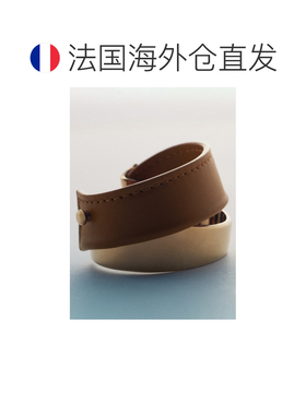 自营欧洲直邮Polene Orme金色驼色皮革手镯男女同款配饰