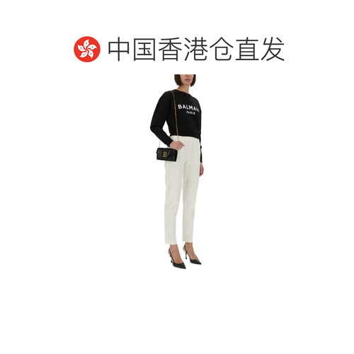1h可退 香港直邮BALMAIN 女士卫衣 EF1JQ002BB02EAB SS2026 黑色 - 图1