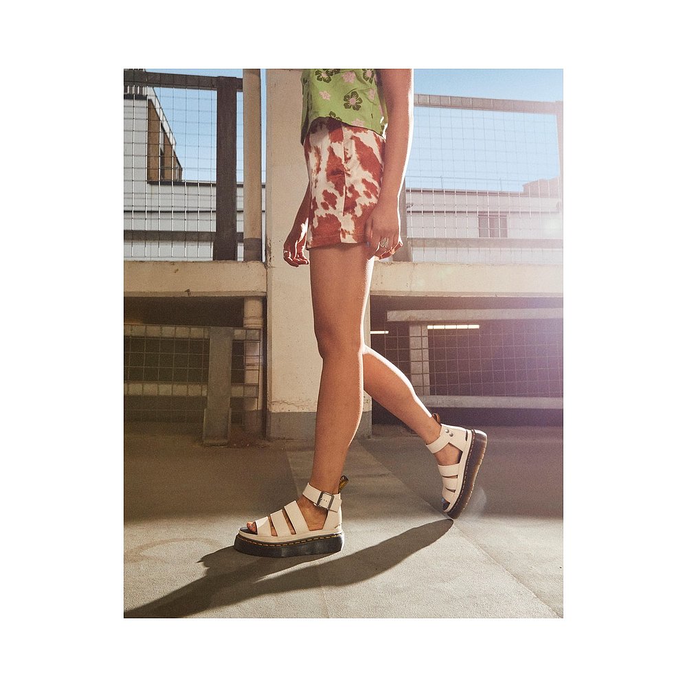 自营欧洲直邮DrMartens马丁大夫 Clarissa II女士白色厚底皮革凉 - 图0