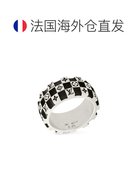 自营欧洲直邮LV路易威登 Damier男士银色纯银棋盘格图案戒指配饰