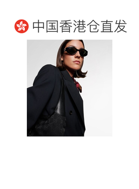 1h可退 香港直邮Gucci 古驰 女士 双G扣水晶装饰椭圆形太阳眼镜