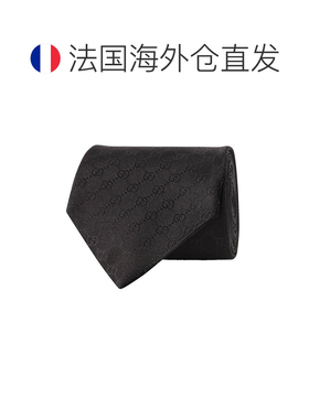 自营欧洲直邮GUCCI/古驰 经典款 男士黑色GG图案真丝8cm宽领带456