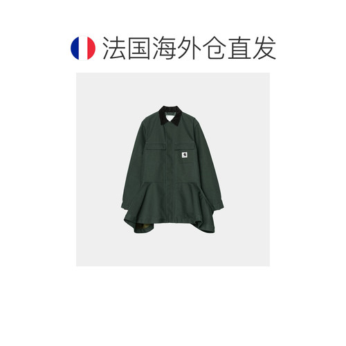 自营欧洲直邮Carhartt WIP x sacai女士绿色棉撞色衣领夹克 - 图1