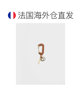 自营欧洲直邮PRADA普拉达 女士皮革干邑色登山扣钥匙扣