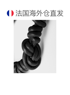 自营欧洲直邮PRADA普拉达 女士黑色皮革珐琅三角徽标手链