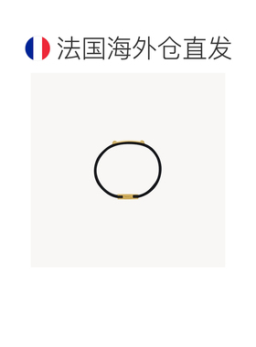 自营欧洲直邮YSL圣罗兰 男士黑色牛皮方形磁吸搭扣手链配饰
