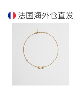自营1h可退 欧洲直邮Dior迪奥 CD Bow女士金色金属水晶项链