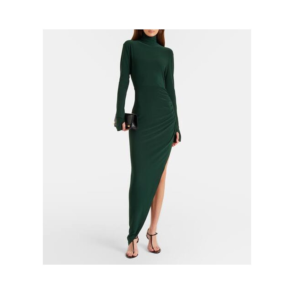 香港直邮NORMA KAMALI 诺玛 卡玛丽 女士 不对称高领长款连衣裙 - 图0