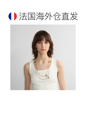 自营欧洲直邮Burberry博柏利 女士金色黄铜多色Charm双层项链吊坠