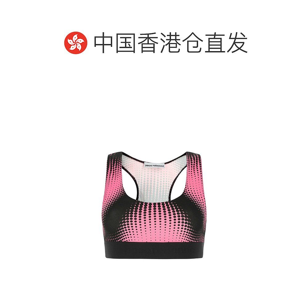 香港直邮Paco Rabanne 女士Bodyline 印花弹力粘胶纤维上衣 - 图1