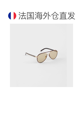 自营欧洲直邮Prada普拉达 女士洋甘菊黄金属金属铭牌太阳眼镜