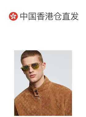 香港直邮Gucci 古驰 男士 GG 矩形太阳眼镜 green绿色 舒适时尚