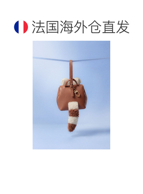 自营欧洲直邮Polene The Nanonimals女士驼色粒面皮革小熊猫挂饰