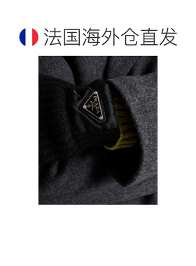 自营欧洲直邮Prada普拉达 男士黑色羊绒金属三角标识手套羊毛保暖