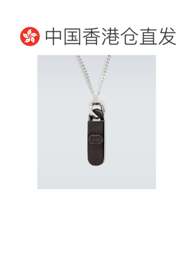 1h可退 香港直邮Gucci 古驰 男士 双G扣纯银吊坠项链 metal金属色