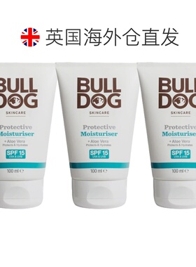 欧洲直邮英国bulldog斗牛犬日常男士保湿霜防晒SPF15+100ml*3正品