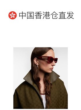 香港直邮Gucci 古驰 女士 徽标矩形太阳眼镜 red红色 舒适时尚